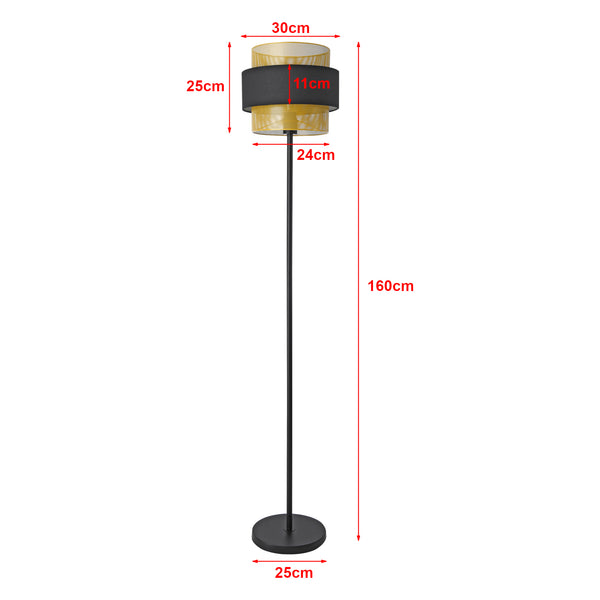 lux.pro Staande lamp Albans vloerlamp 160x30 cm zwart en goudkleurig