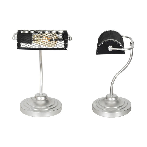 [lux.pro] Tafellamp bureaulamp Ditton zilverkleurig en zwart E27