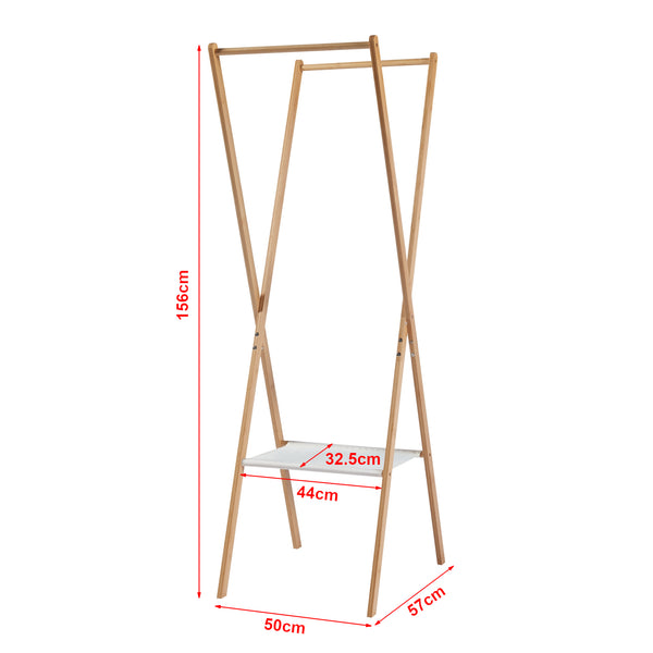 [en.casa] Bamboe kledingrek Iisalmi 156x50x57 cm houtkleurig en wit