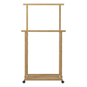 [en.casa] Bamboe kledingrek Ilmajok op wielen 147x70x36 cm houtkleurig