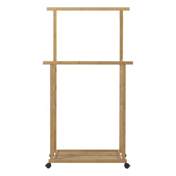 [en.casa] Bamboe kledingrek Ilmajok op wielen 147x70x36 cm houtkleurig