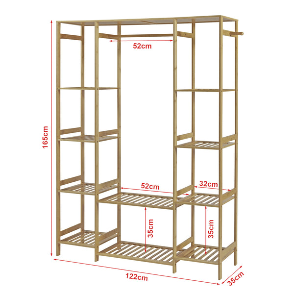 [en.casa] Kledingkast Ilomantsi bamboe open kast 165x122x35 cm