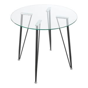 Table ronde pour salle à manger Huittinen verre trempé acier laqué 72 x 80 cm transparent noir [en.casa]