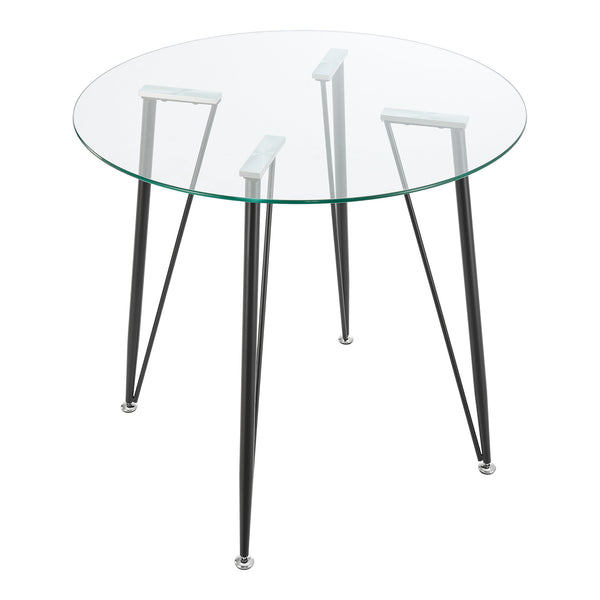 Table ronde pour salle à manger Huittinen verre trempé acier laqué 72 x 80 cm transparent noir [en.casa]