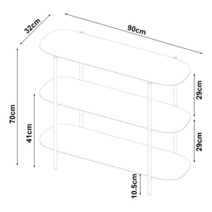 Table console Enebakk acier 70 x 90 x 32 cm noir [en.casa]