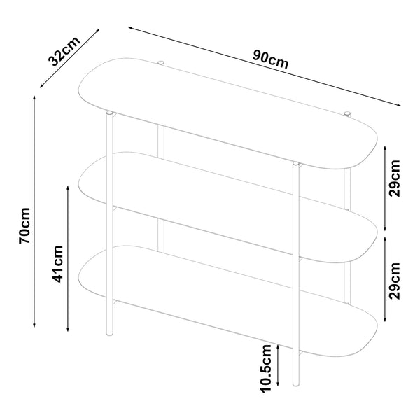 Table console Enebakk acier 70 x 90 x 32 cm noir [en.casa]