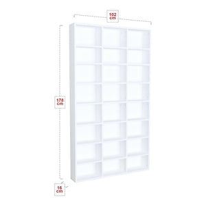 Bibliothèque Askvoll avec 24 étagères panneau de particules 178 x 102 x 16 cm blanc [en.casa]