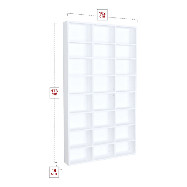 Bibliothèque Askvoll avec 24 étagères panneau de particules 178 x 102 x 16 cm blanc [en.casa]