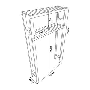 Étagère pour machine à laver Kinnula bois de pin 120 x 70 x 20 cm bois foncé [en.casa]