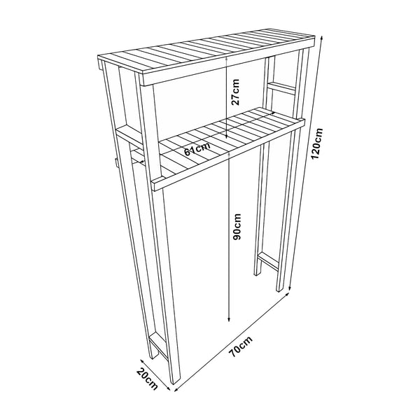 Étagère pour machine à laver Kinnula bois de pin 120 x 70 x 20 cm bois foncé [en.casa]