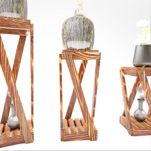 [en.casa] Bijzettafel set van 3 Muonio grenen houtkleurig donker