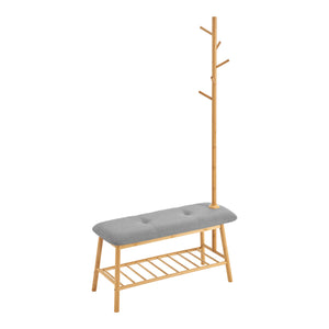[en.casa] Schoenenrek Bygland met kapstok 165x90x34 cm houtkleurig en grijs