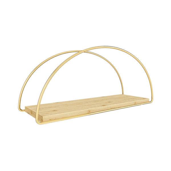[en.casa] Wandplank Mynämäki 39x16x17 cm goudkleurig en naturel