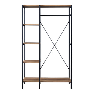 [en.casa] Kledingkast Hvidovre open kast 170x100x35 cm zwart en houtkleurig