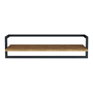Portemanteau mural Evje avec barre de penderie et étagère panneau de particules acier 80 x 30 x 20 cm effet bois noir [en.casa]