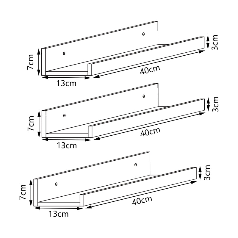 Maatschets [en.casa] Wandplank set van 3 Gildeskål 40x13x7 cm bamboe