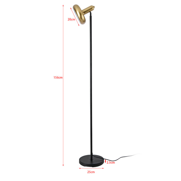 Lampadaire Namsos E27 métal hauteur 156 cm noir or lux.pro