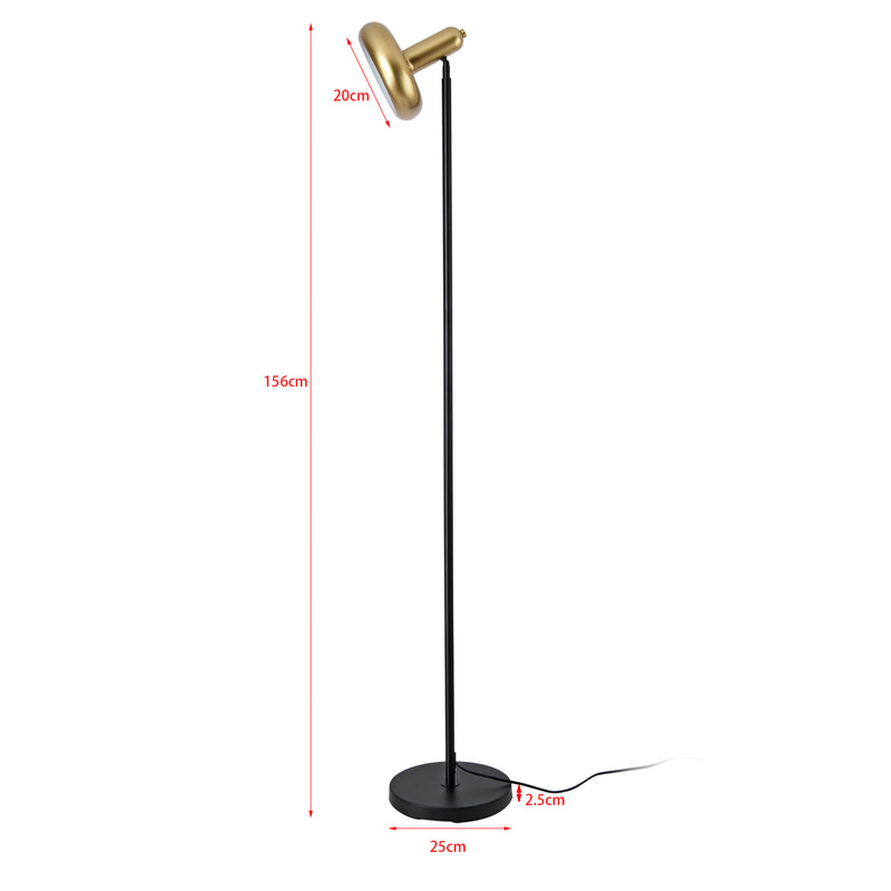 Croquis coté Lampadaire Namsos E27 métal hauteur 156 cm noir or lux.pro
