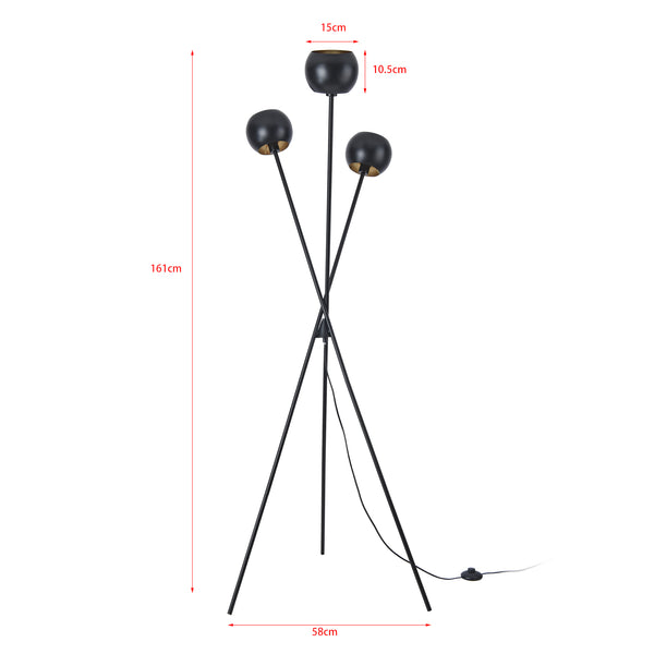 lux.pro Staande lamp Nykvarn vloerlamp 161 cm 3xE14 zwart en goudkleurig