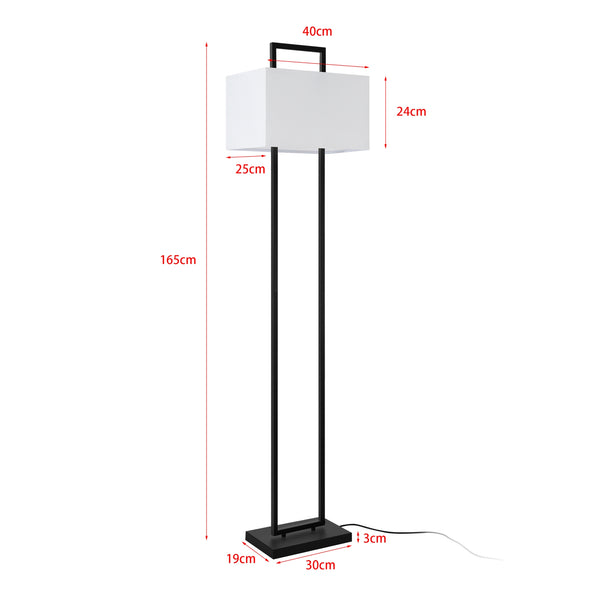 Lampadaire Sigdal avec douille E27 métal polyester hauteur 165 cm noir blanc lux.pro