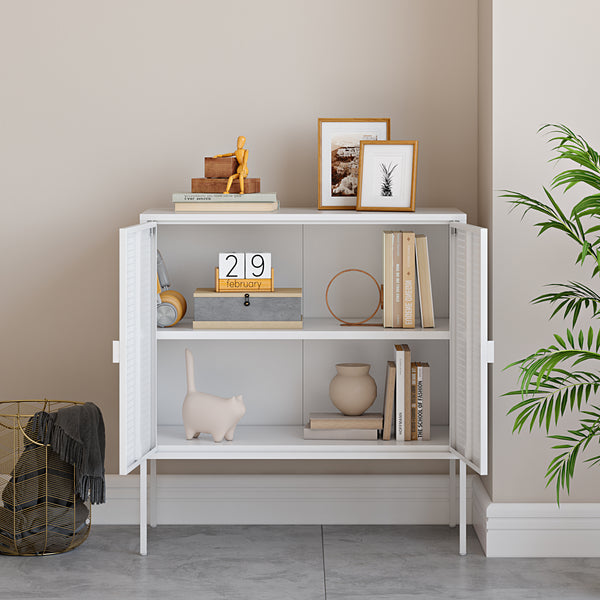Buffet Castelli acier 83 x 80 x 40 cm blanc [en.casa]