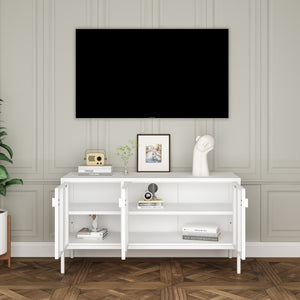 Meuble TV Castelli acier 114 x 40 x 60 cm blanc [en.casa]
