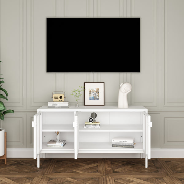 Meuble TV Castelli acier 114 x 40 x 60 cm blanc [en.casa]