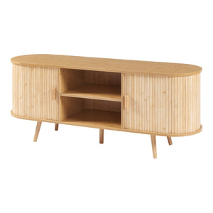 Buffet Nordkapp avec portes coulissantes MDF bambou bois 140 x 40 x 56 cm naturel [en.casa]
