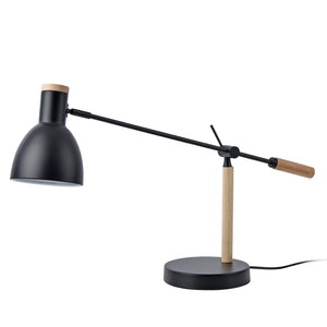 Lampe de table Watford E27 métal bois 67 x 38 x 18 cm noir naturel lux.pro