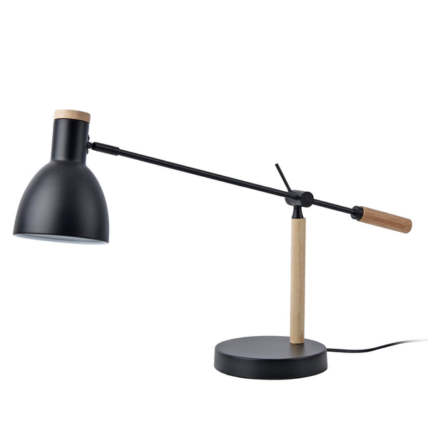 Lampe de table Watford E27 métal bois 67 x 38 x 18 cm noir naturel lux.pro