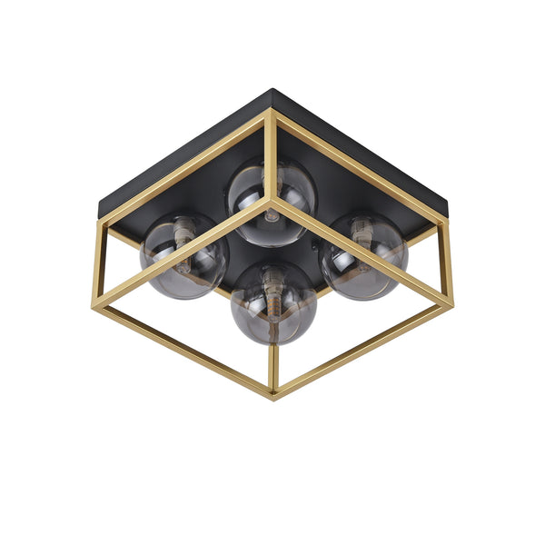 Plafonnier Widnes avec 4 douille G9 métal verre 15 x 28 x 28 cm noir or lux.pro