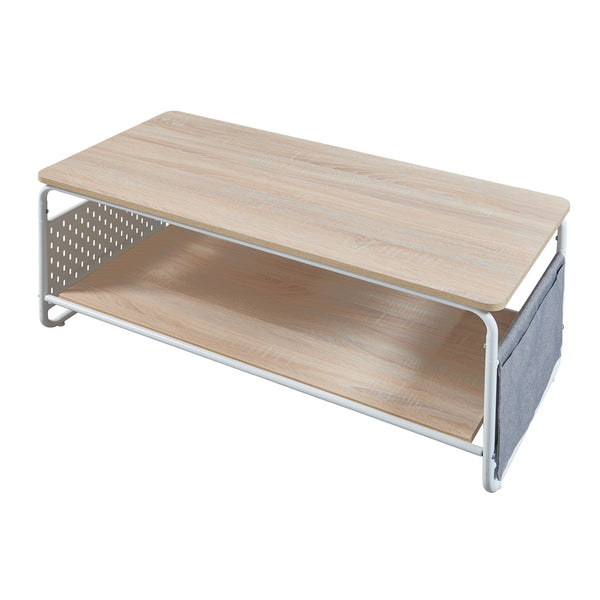 Table basse Dyrøy 100 x 50 x 43 cm blanc effet chêne gris [en.casa]