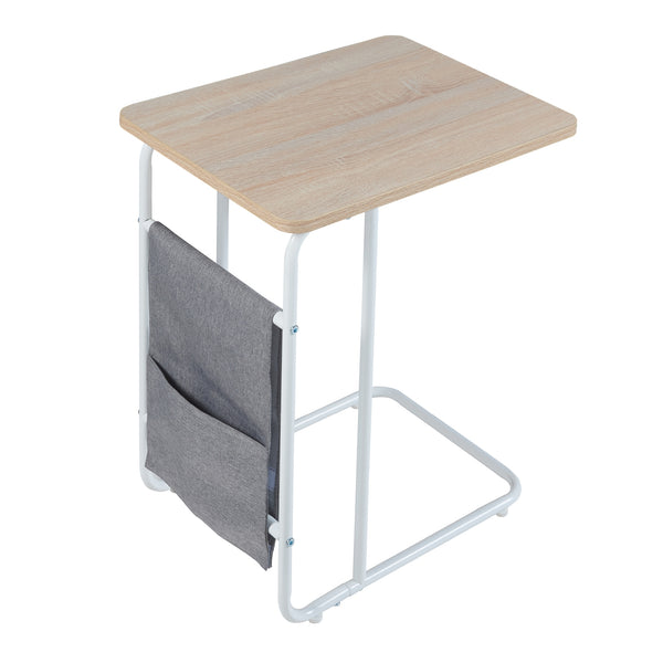 [en.casa] Bureau Dyrøy laptoptafel 56x48x37 cm wit eikenkleurig en grijs