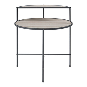 Table d'appoint ronde Fyresdal avec étagère métal MDF 68 x 62 cm noir effet chêne [en.casa]
