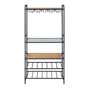 [en.casa] Wijnrek Hustadvika voor 14 flessen 120x61x33 cm zwart en eikenkleurig