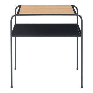 Table d'appoint Krødsherad avec plateau rectangulaire et étagère métal MDF 55 x 51 x 36 cm noir effet chêne [en.casa]