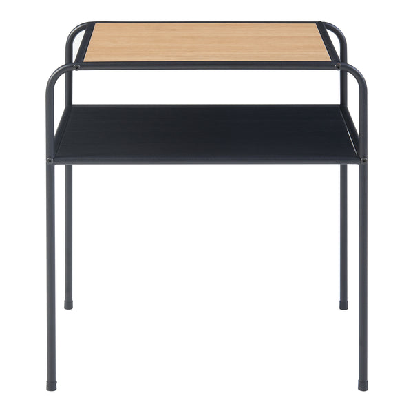 Table d'appoint Krødsherad avec plateau rectangulaire et étagère métal MDF 55 x 51 x 36 cm noir effet chêne [en.casa]