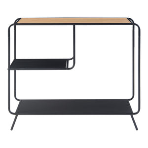 Table console Krødsherad avec 2 étagères métal MDF 83 x 102 x 36 cm noir effet chêne [en.casa]