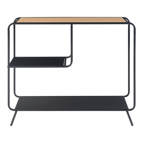 Table console Krødsherad avec 2 étagères métal MDF 83 x 102 x 36 cm noir effet chêne [en.casa]