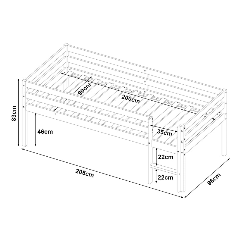 Maatschets Kinderbed Siikalatva met bedbodem 90x200 cm wit [en.casa]
