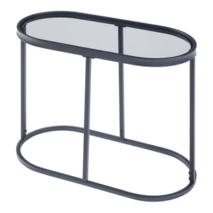 Table basse Luleå avec plateau ovale métal verre trempé 55 x 28 x 45 cm noir [en.casa]