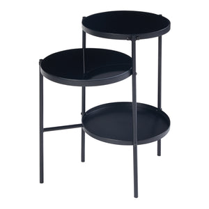 Table d'appoint Mölndal avec 3 plateaux métal 70 x 58 x 37 cm noir [en.casa]
