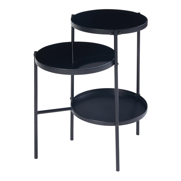 Table d'appoint Mölndal avec 3 plateaux métal 70 x 58 x 37 cm noir [en.casa]