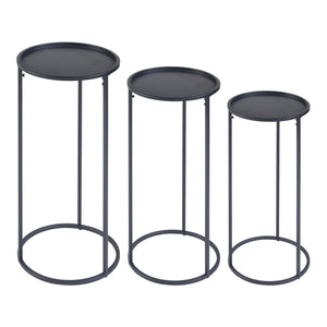 Set de 3 porte-plantes Nesodden de tailles variées métal noir [en.casa]