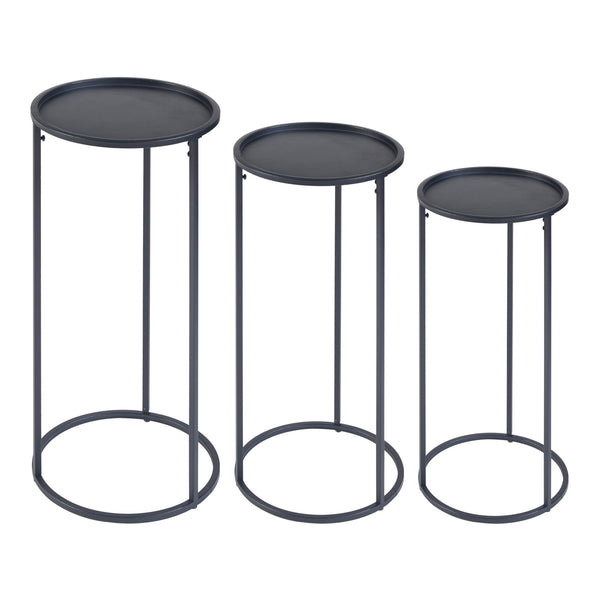 Set de 3 porte-plantes Nesodden de tailles variées métal noir [en.casa]