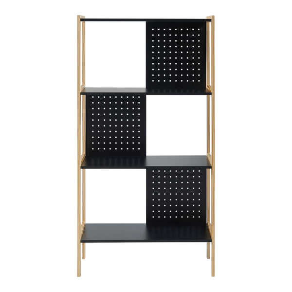 Boekenkast Dønna schap 120x63x28 cm mdf zwart en houtkleurig [en.casa]