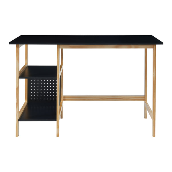 Bureau Dønna 120x60x75 cm mdf zwart en houtkleurig [en.casa]