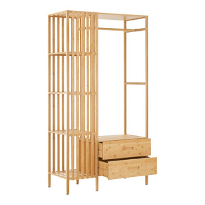 Kledingkast Varanger bamboe open kast 185x100x45 cm naturel [en.casa]