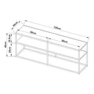 Meuble TV Solund acier 120 x 30 x 46 cm noir [en.casa]