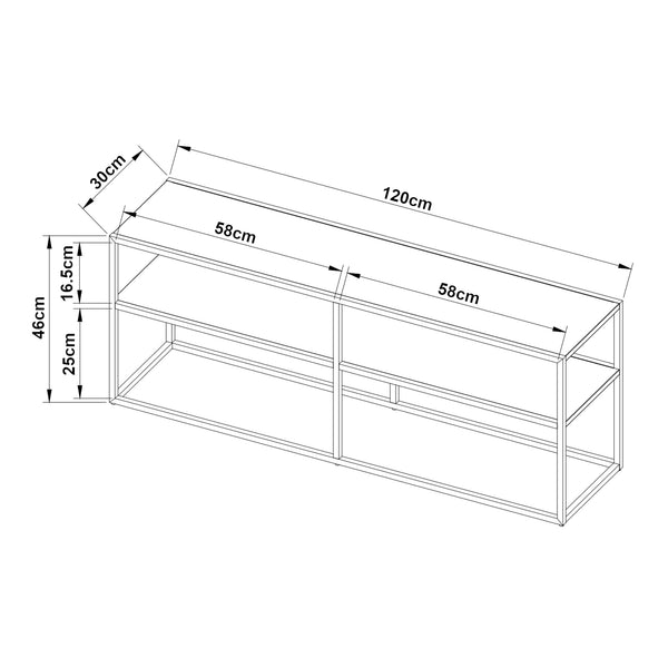 Meuble TV Solund acier 120 x 30 x 46 cm noir [en.casa]